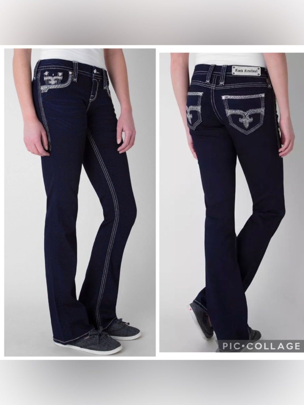 ROCK REVIVAL Jeans Sz 27 Amanda Easy Boot Cut Style EP9062E5R Dark Wash Stretch